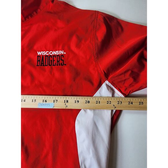 WISCONSIN BADGERS Knights Apparel Red White Pullover Windbreaker Jacket NWT SZ L - Picture 7 of 11